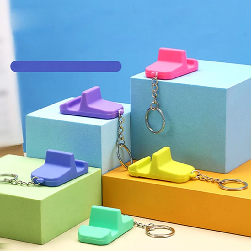 Key Ring Cell Phone Mini Holder PVC Material Outdoor Portable Desktop Cell Phone Holder for Any Model of Cell Phone