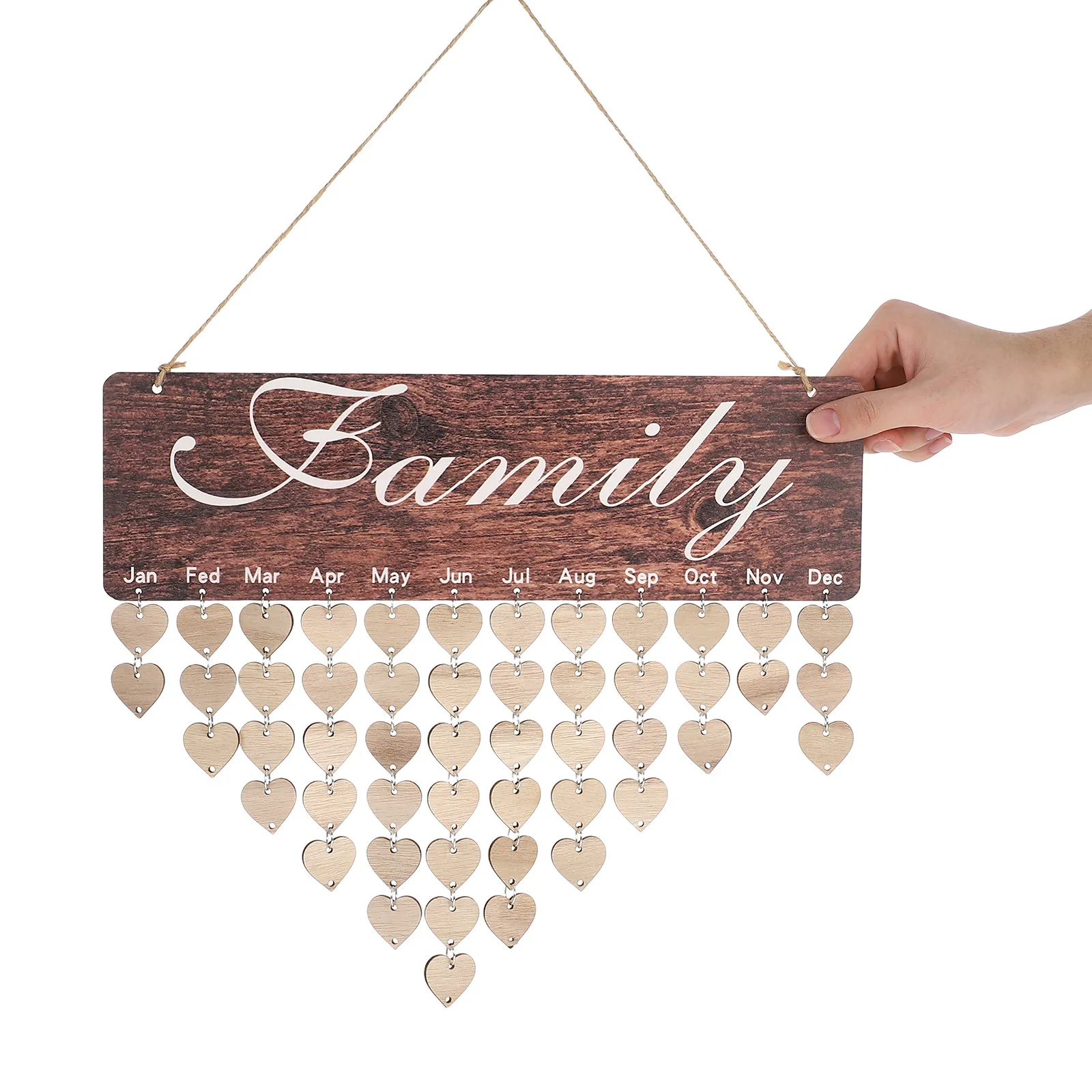 

Vintage Wooden Calendar Reminder Plaque Hanging Wall Decor Family Birthday Party Decoration Rustic Home Office Desk Date Display