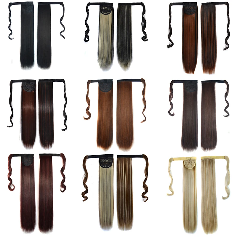 Synthetic Straight Ponytail for Women Long Wrap Around Pongytail Clip in Hair Extensions Natural Straight Hairpieces Fake Tail