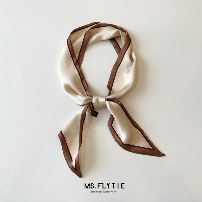 MS.FLYTIE Ribbon Small Strip All-match Silk Scarf DecorativePrinted Solid Color Headband Spring and Autumn Summer