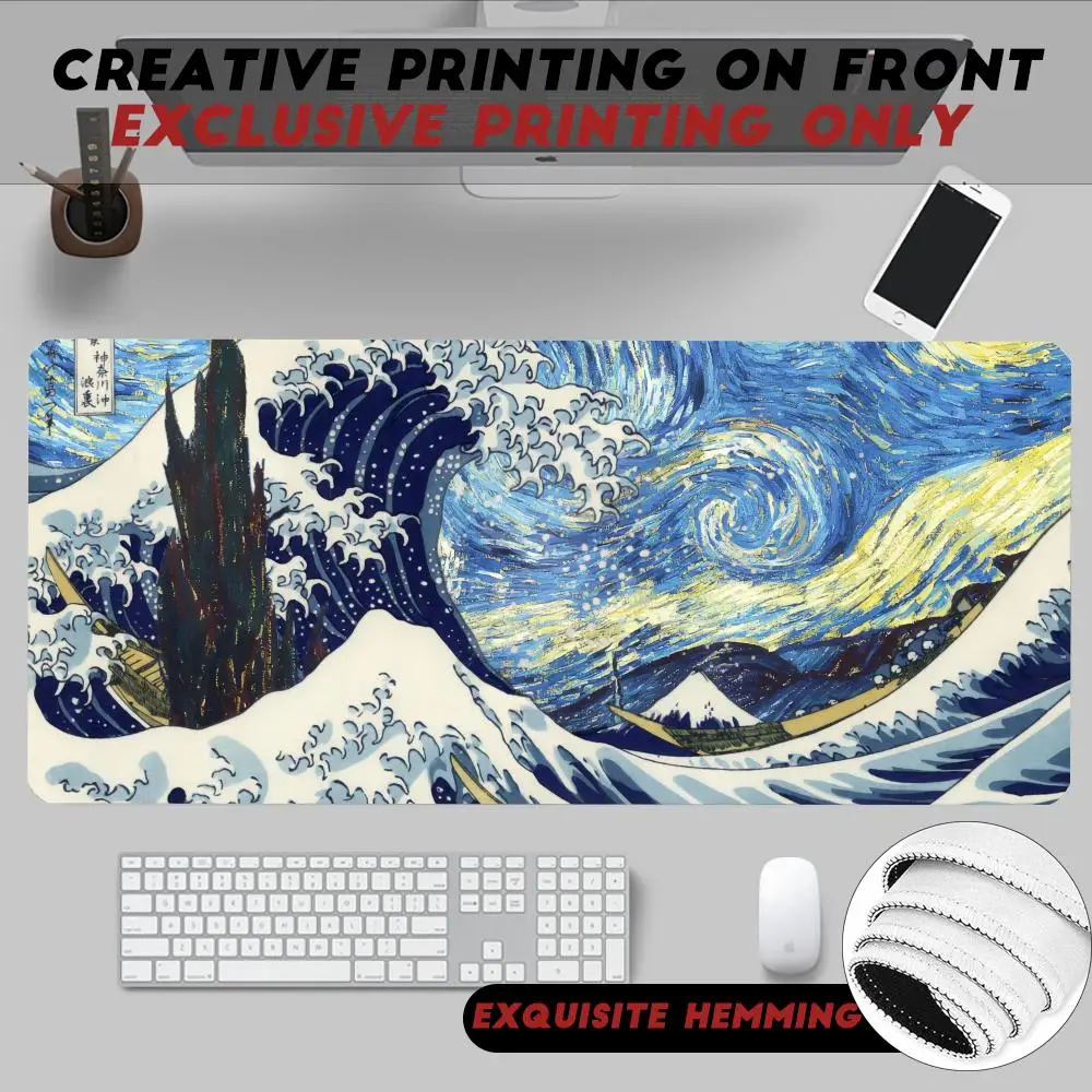 Cool The Great Wave off Kanagawa Art Mouse Pad Non-Slip Rubber Edge locking mousepads Game play mats for notebook PC computer