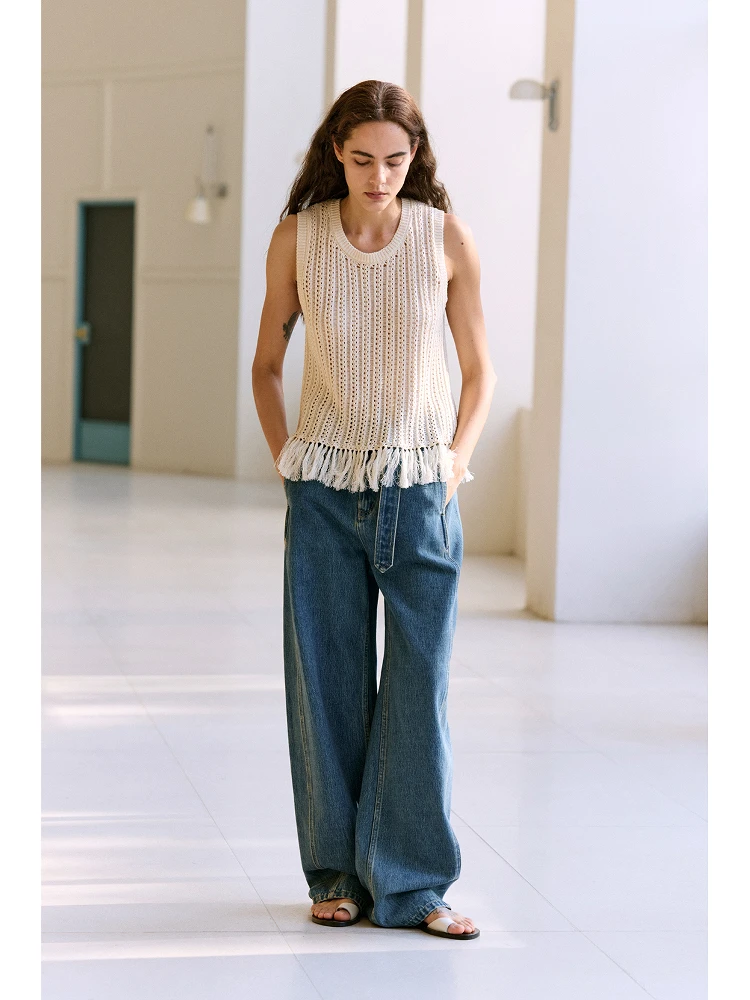 

Женский летний вязаный жилет Maou Create 08 с бахромой и 3D цветочным узором, универсальный топ без рукавов