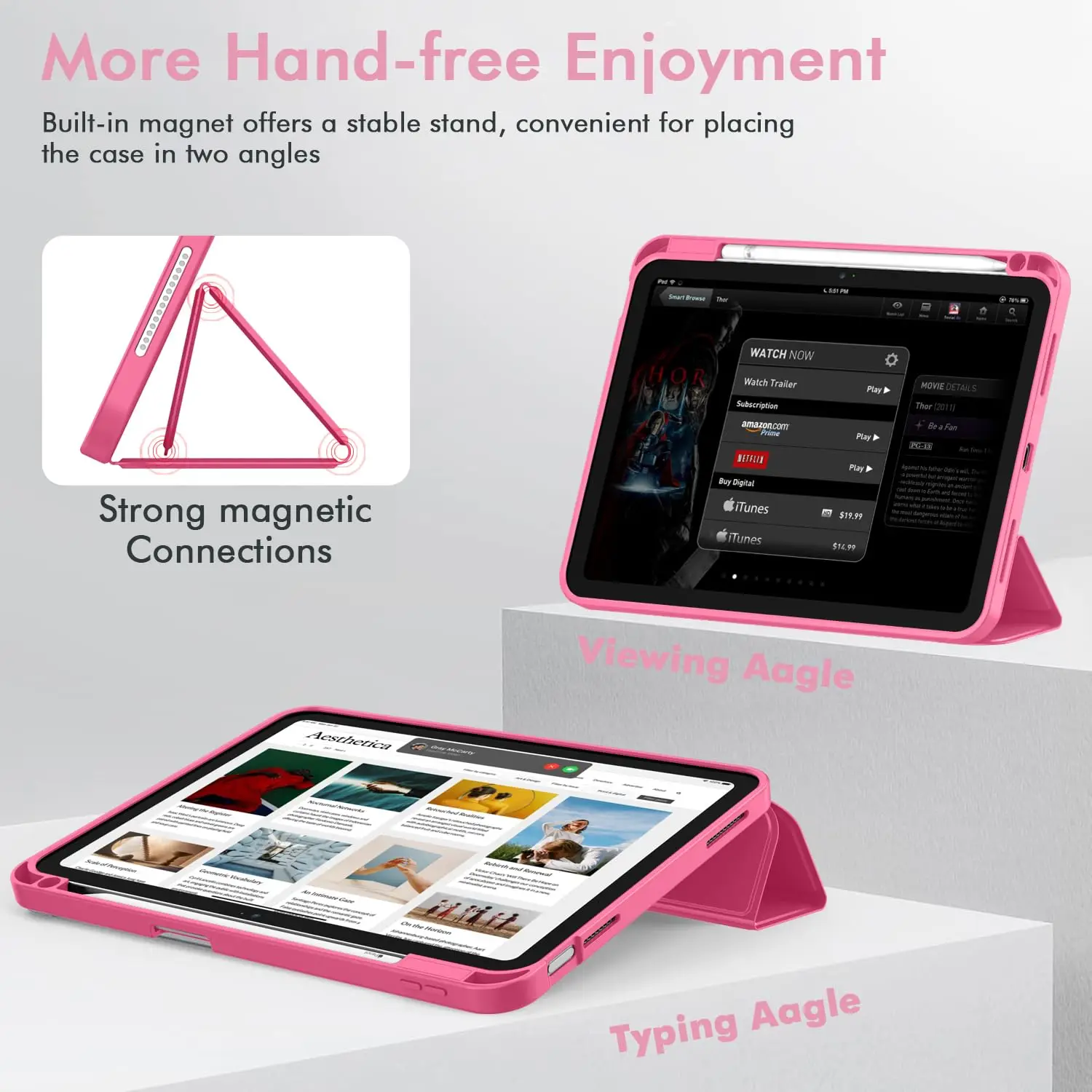 Case for iPad (A16)/10th Gen [11/10.9-Inch 2025/2022], Trifold Stand Smart Cover with Pencil Holder & SoftTPU Back, Auto Wake/Sl