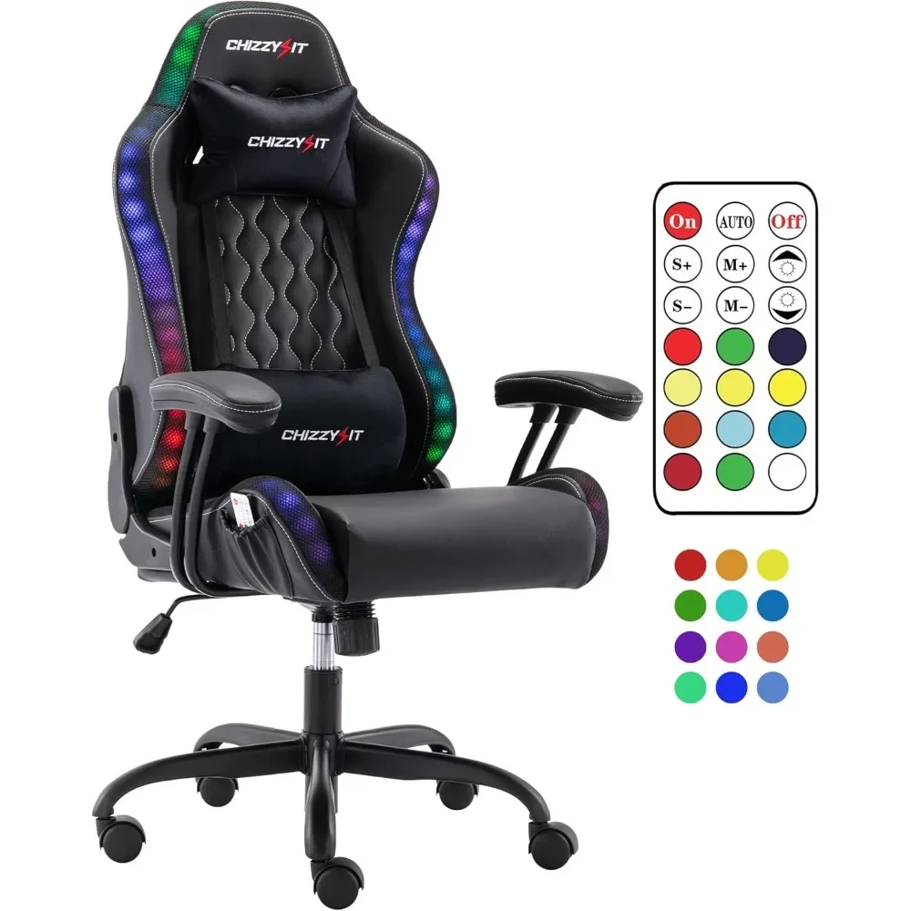 

Gaming Chair for Kids with RGB LED Lights, Kids Gaming Chairs Ages 8-14, Led Gaming Chair with Adjustable Lumbar Support
