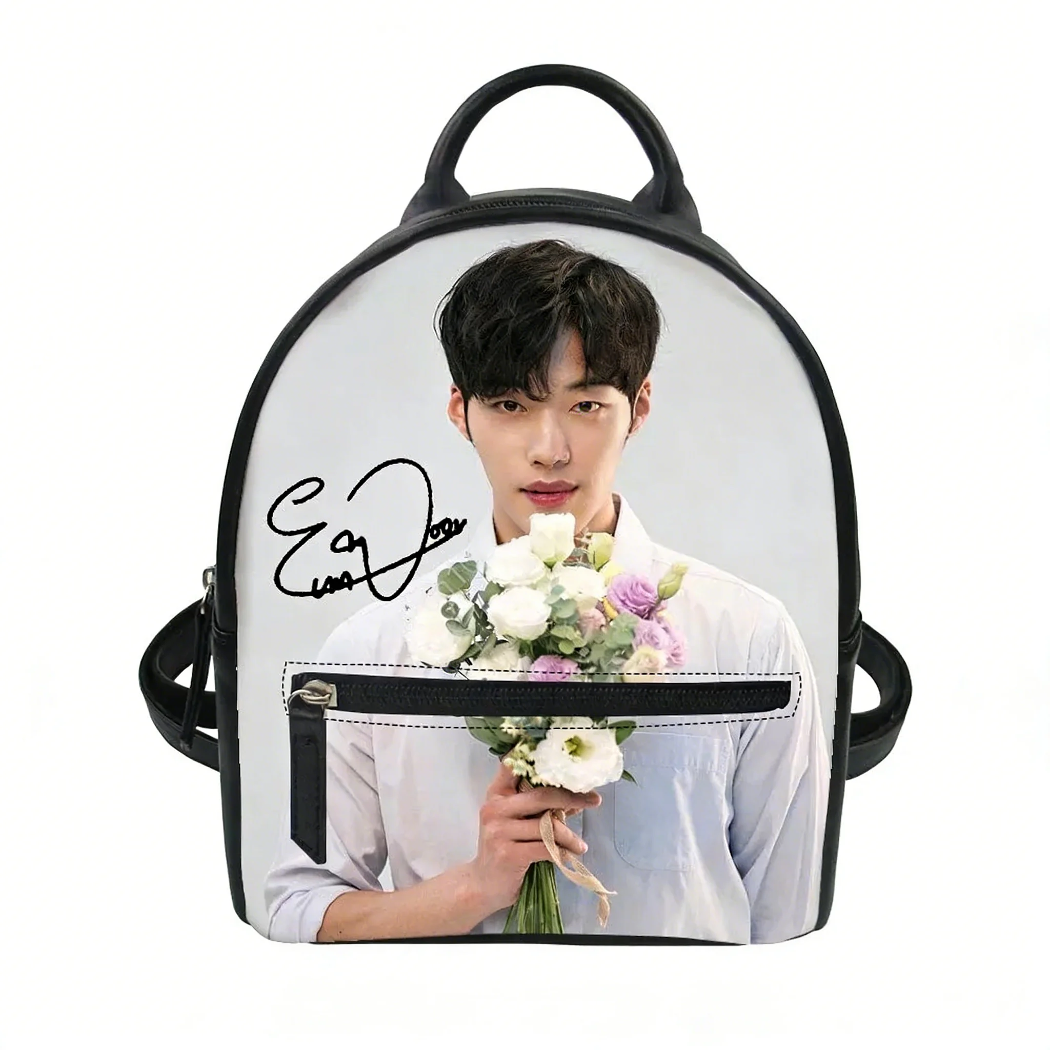 

KPOP Cha EunWoo Custom Backpack Purse Women Carter Schoolbags Double Shoulder Bag Mini Daypack Leather Travel Bag
