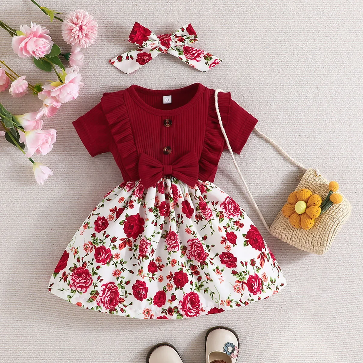 Dress Baby Girl Summer Short Cute Sleeve Fashion Floral Kids Princess Dresses For 0-3 Years old Newborn Baby Girls