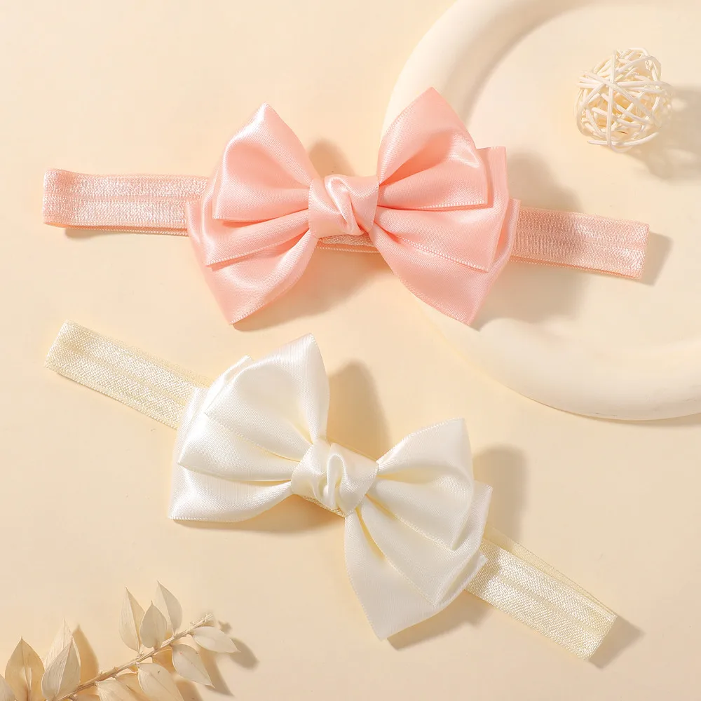 BABY BOWS 3/4-teiliges Baby-Organza-Schleifenband-Stirnband-Set für Neugeborene, Nylonbänder, elastische Schleifen-Haarbänder, Haar-Accessoires – Detail 4