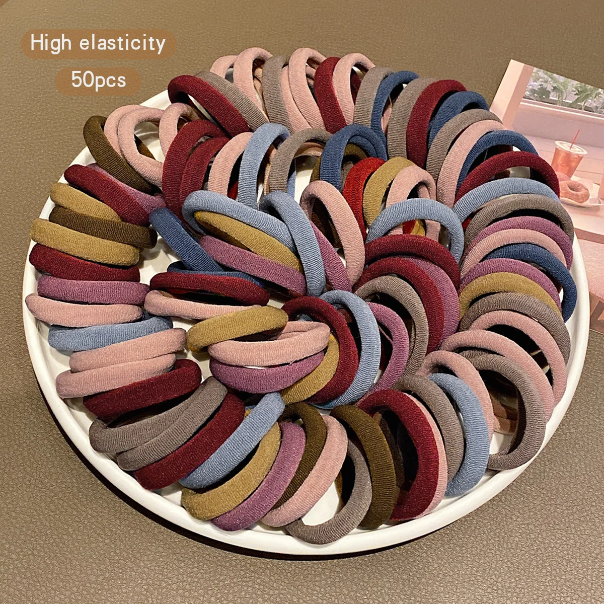 

50 Korean style elastic and durable hair bands suitable for daily use as rubber band hair accessories