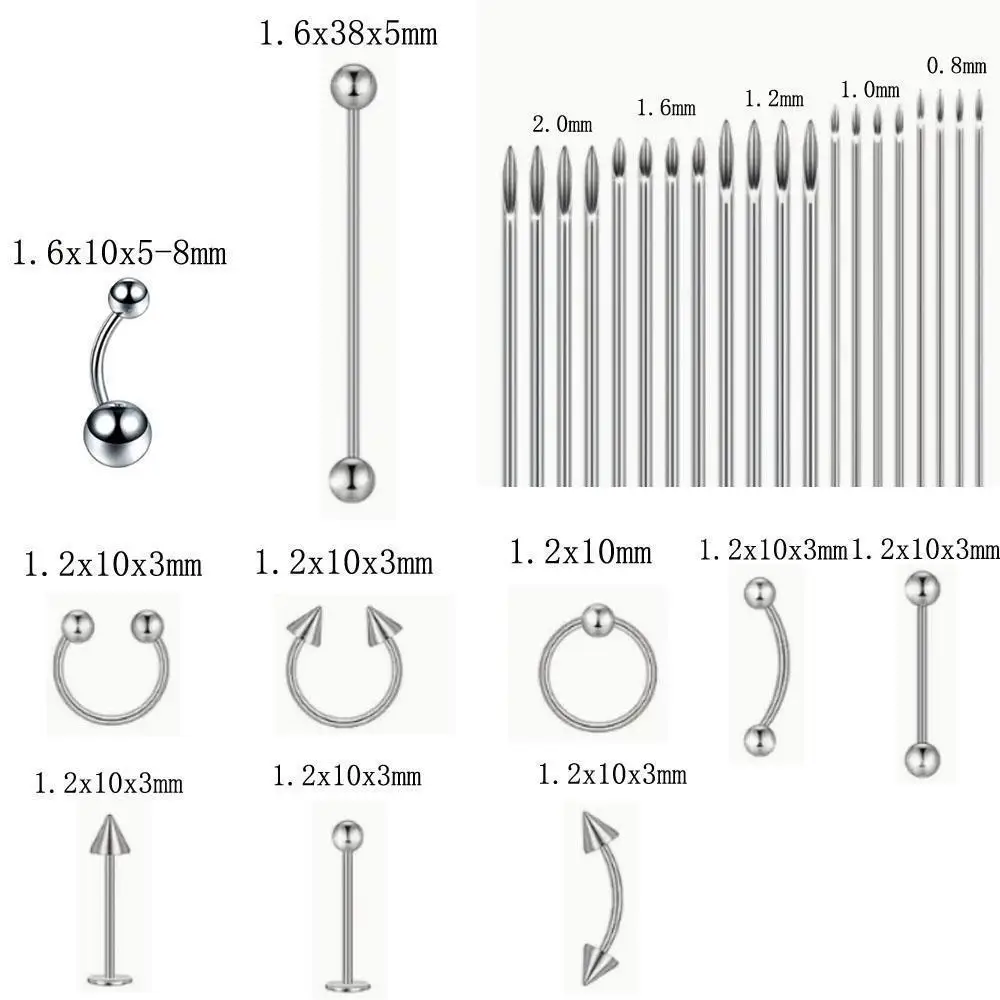 1/41pcs Set Body Piercing Tool Kit Include Septum Forceps Clamp Pliers 20Pcs 316L Stainless Steel Piercing Needles Body Jewelry