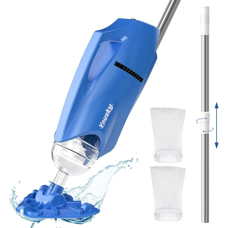 Pool Vacuum for Above Ground Pools: Cordless handheld pool vacuum with telescopic pole, powerful suction power up to 18 gpm.