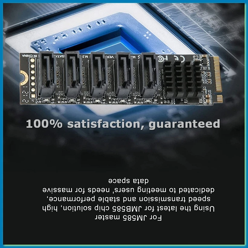 

Адаптер-карта M.2 на SATA 3.0, M.2 PCIe 16 Гбит/с, SATA 6 Гбит/с, 5 портов, расширитель для жестких дисков, конвертер для жестких дисков, чип JMB585-ELEC