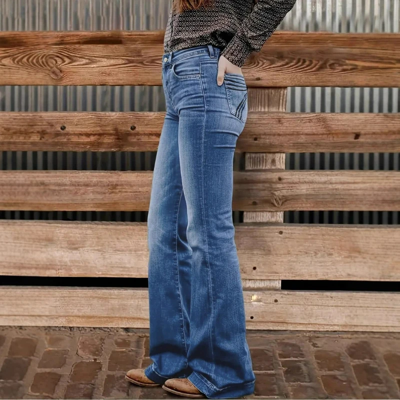 

Джинсовые брюки, женские однотонные джинсы, облегающие уличные брюки с карманами длиной до пола, потертые узкие женские элегантные осенние брюки