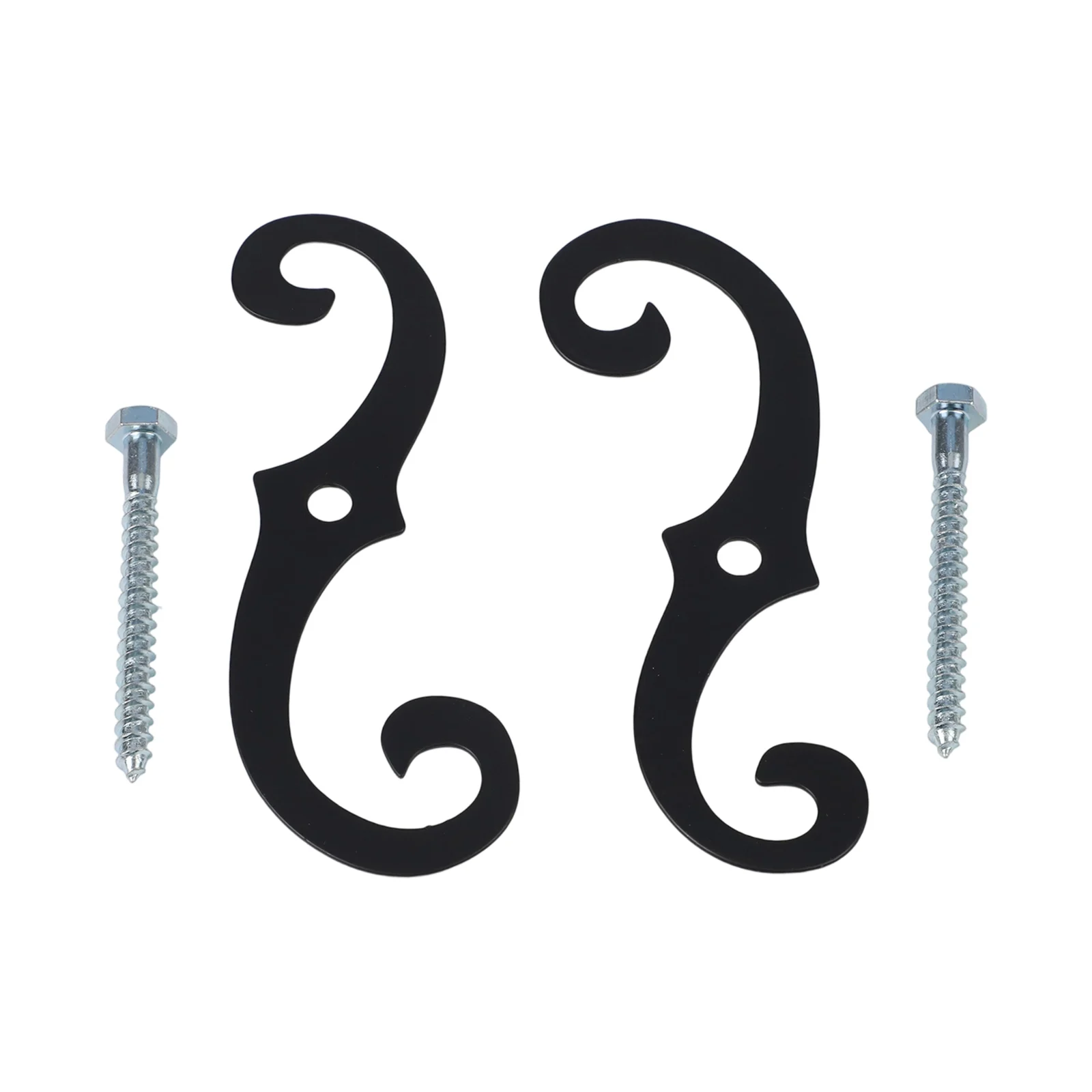 2Pcs S-shaped Metal Shutter Fasteners Fixing Screws Set Weatherproof Decorative-Style Shutter Window Hardware Black