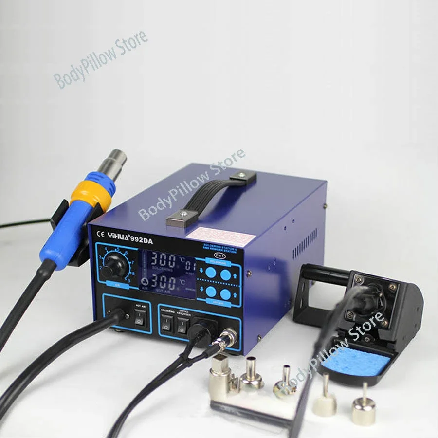 110V/220V YIHUA 992DA Digital Display Rework Soldering Iron Station With Hot Air Gun English Manual