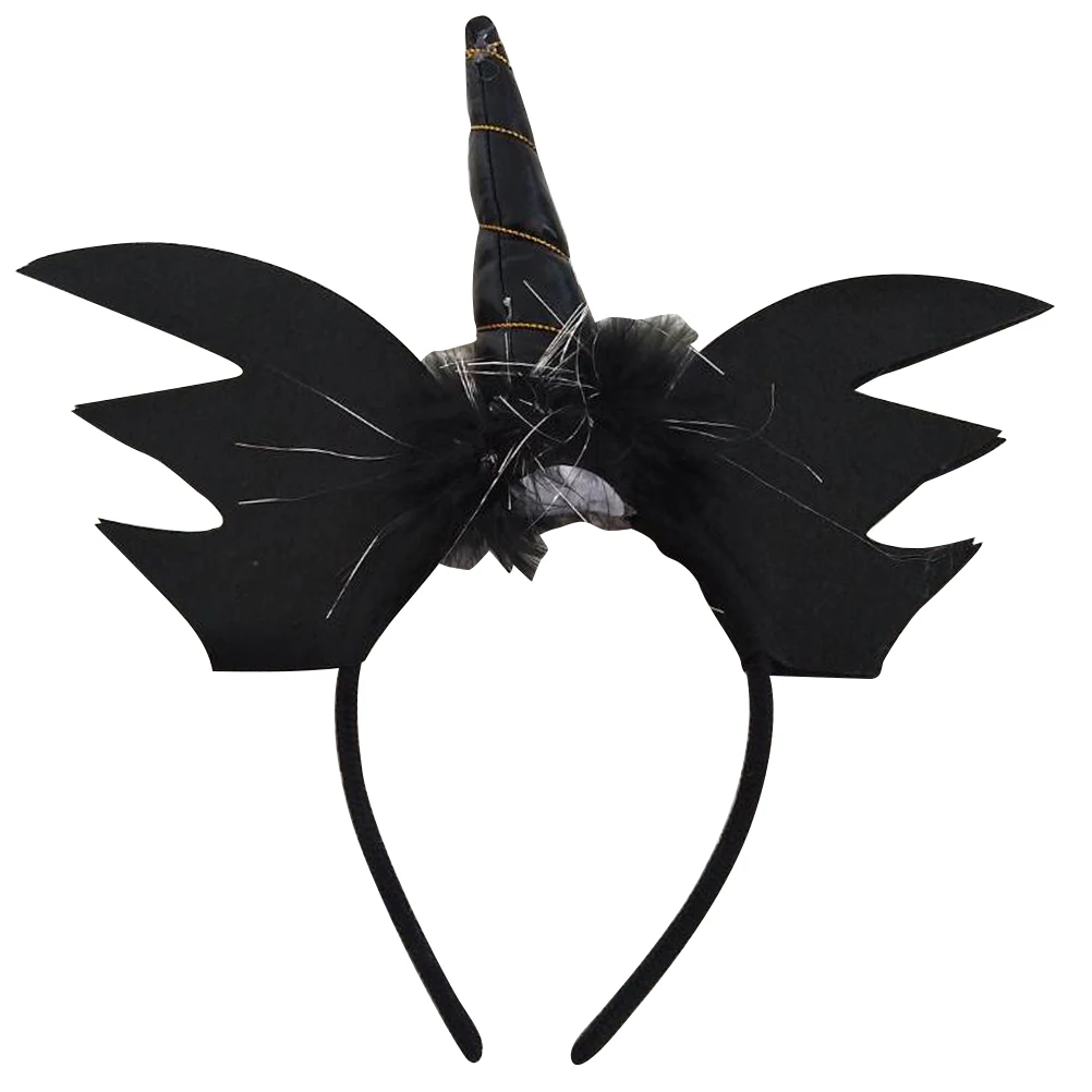 

Unicorn Bat Halloween Headdress Unicorn Headband Hair Accessory Black Costume Hoop Props Non Woven Fabric Kids Gifts