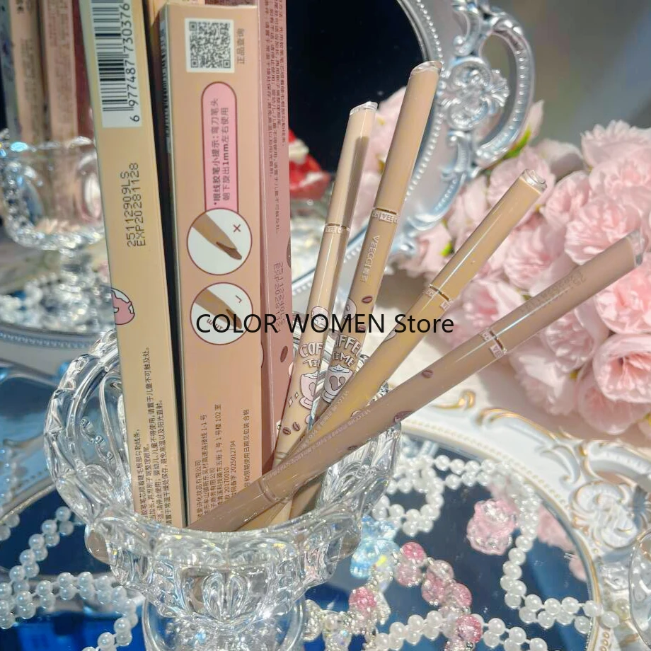 

Карандаш для глаз VEECCI, двусторонняя многофункциональная ручка для бровей, водостойкая, долговечная, не размазывается, ультратонкая косметика для глаз