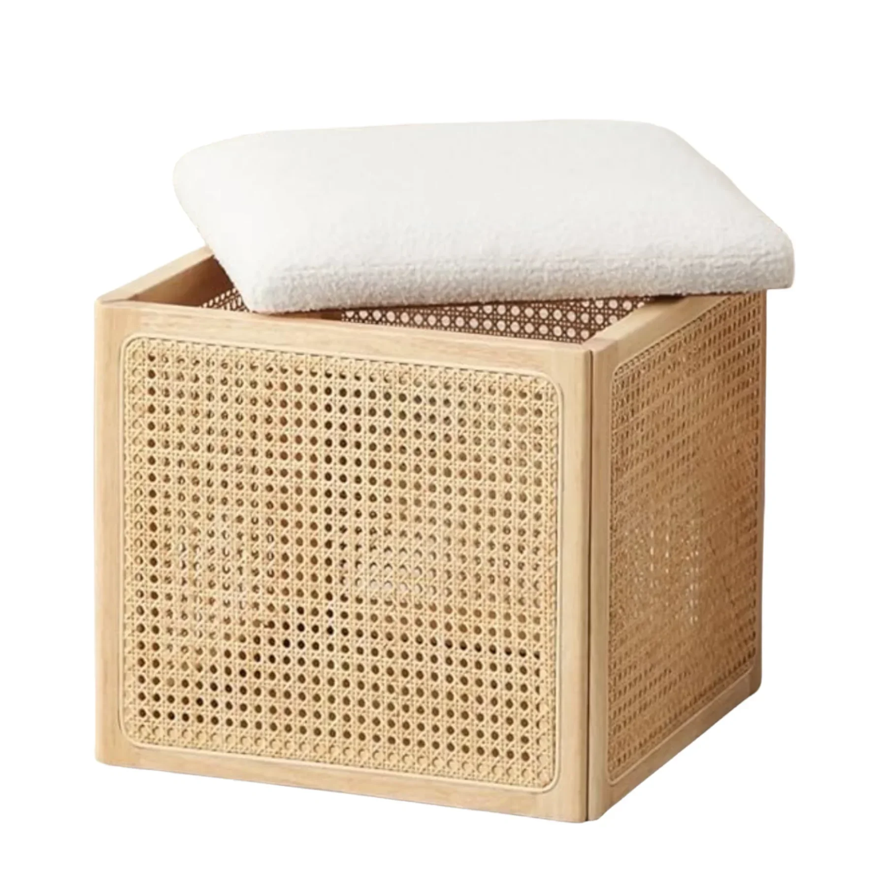

Superb Rustic Design Home Furniture Large Cube Rectangle Boucle Fabric Storage Seating Ottoman Bench For Small Spaces
