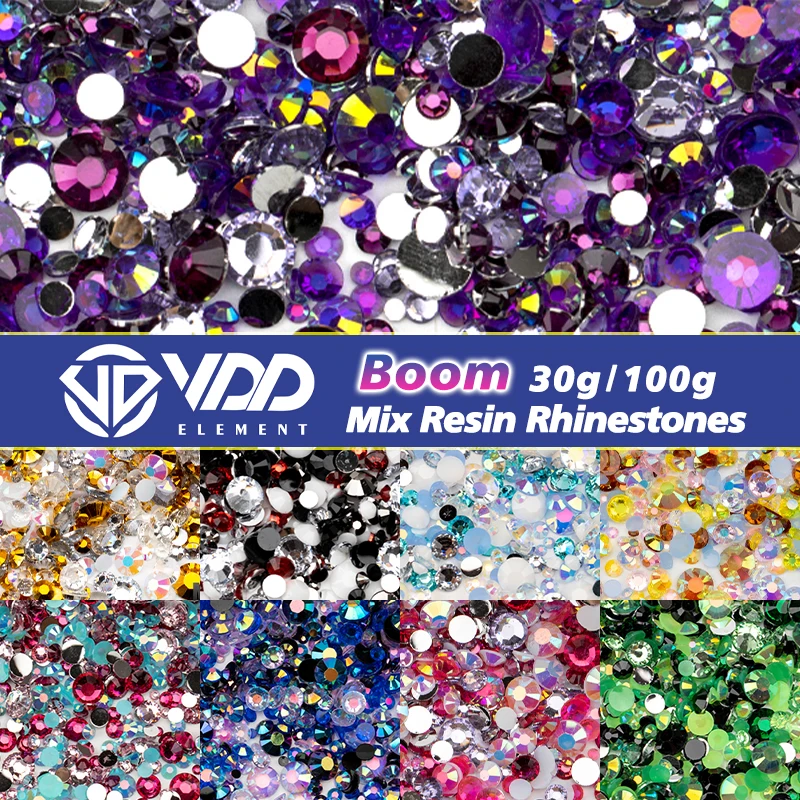 VDD 30g/100g Formato Della Miscela 2-6mm Strass In Resina Cristalli Colore AB Pietre Flatback Per L\'artigianato FAI DA TE Decorazioni Unghie