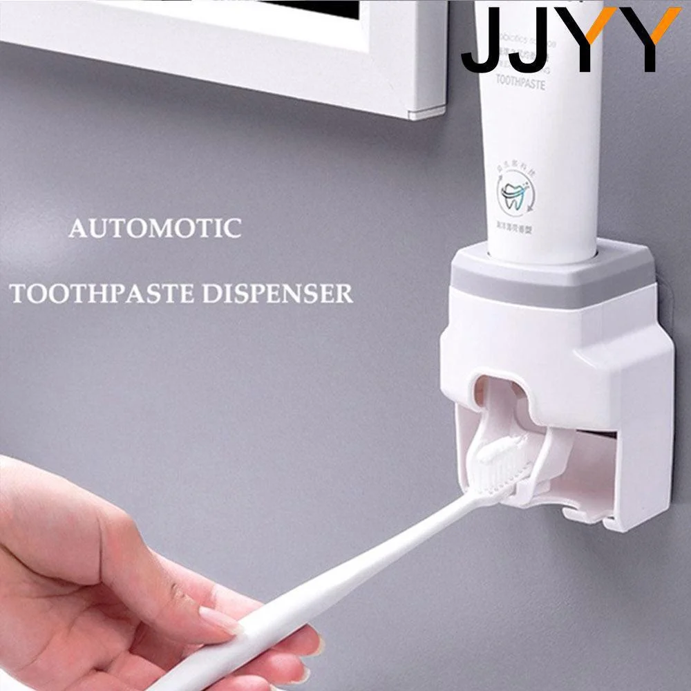 JJYY Wall Mount Automatic Toothpaste Dispenser Bathroom Supplies Toothpaste Squeezer Toothbrush Holder