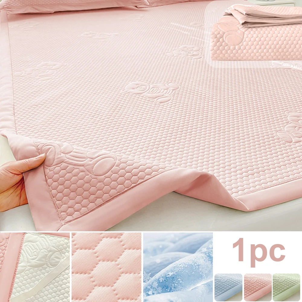 

Summer Ice Bean Cooling Mat Bed Fitted Mattress Pads Anti-Slip Air Conditioner Sleeping Sheet Breathable Cool Feeling for Home