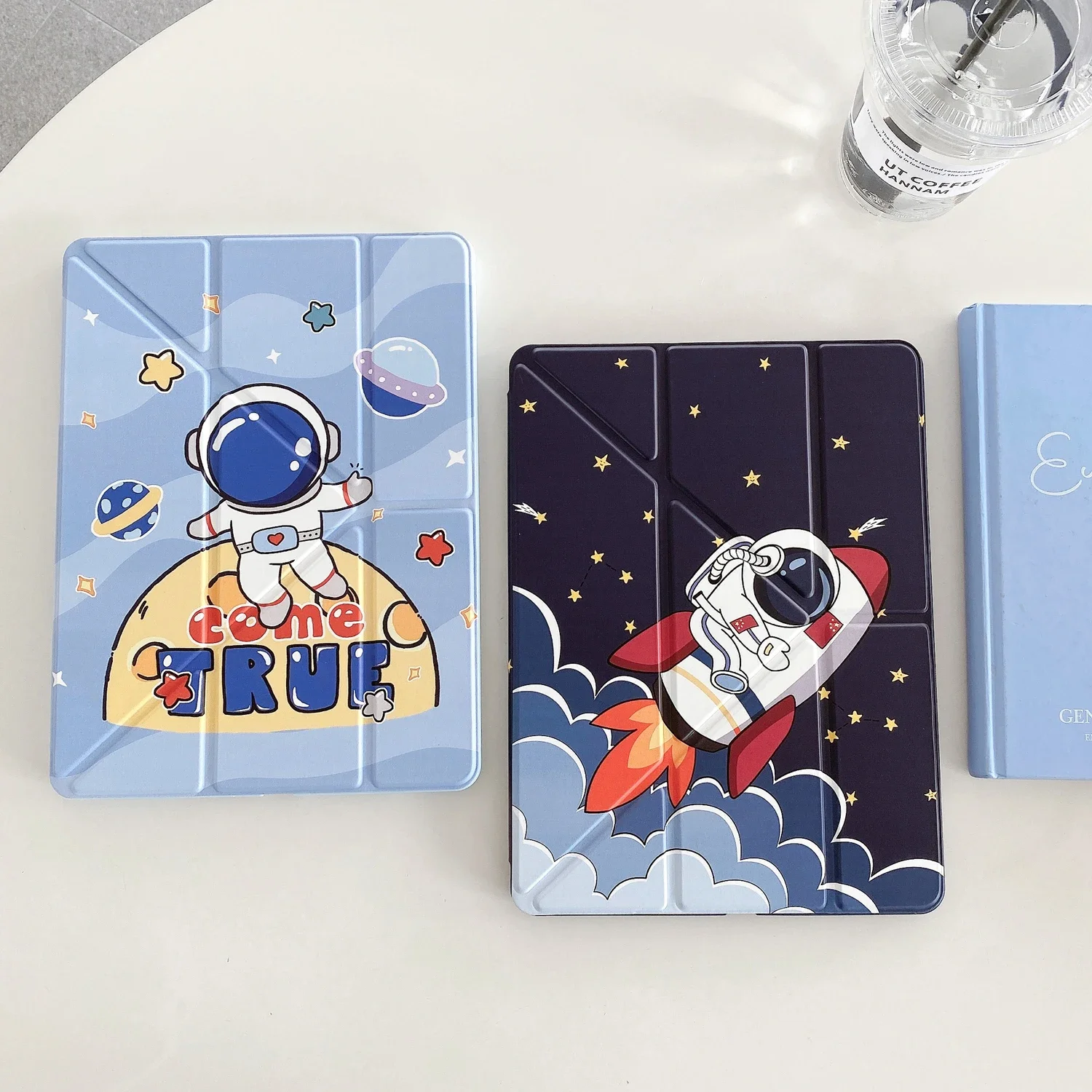 Para iPad Air Pro 5 6 7 8 9 funda de 10. a generación 2024 MINI 3 4 Pro 10,2 10,9 11 pulgadas soporte lindo Funda de cuero de astronauta