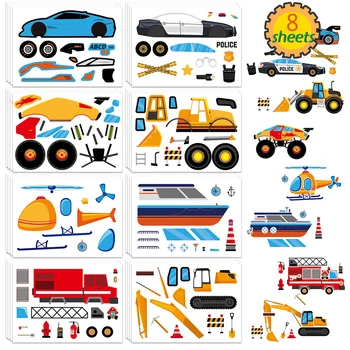 8/16 ورقة الأطفال DIY لغز ملصقات جعل شاحنة لودر أطفال بالريموت كنترول سيارة مضحك تجميع بانوراما الاطفال لعبة ألعاب تعليمية هدية