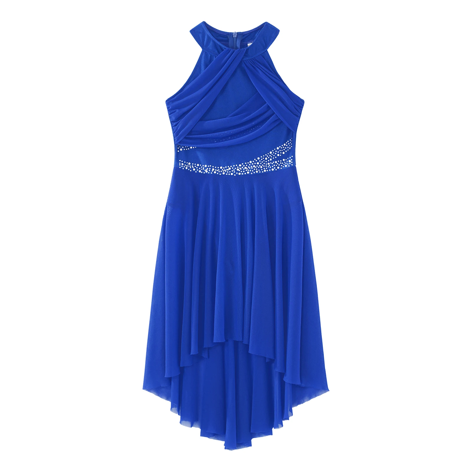 Vestido de balé strass sem mangas para meninas, performance de dança lírica, vestido de balé para balé, ginástica, patinação artística, collant para crianças