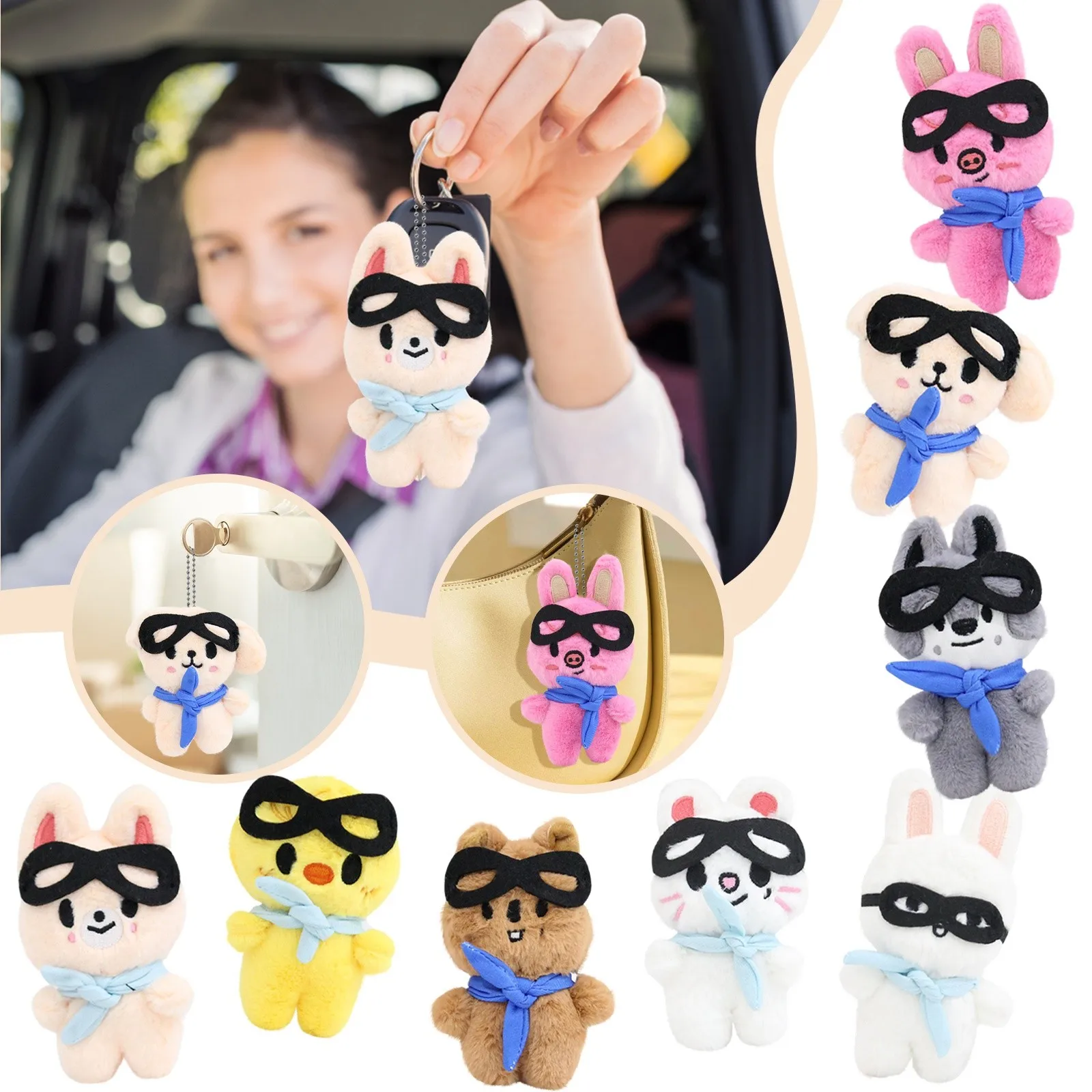 Cartoon Cute Rabbit Husky Chicken Soft Animals Keychains Key Rings Bag Pendants Accessories Gift Keychains cartoon Key Ring