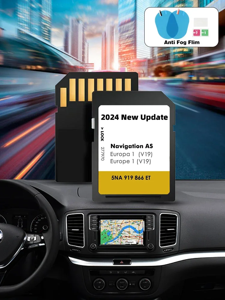 SD GPS Maps Card Navigation Europe 2024 Car Navi for VW AS V19 Sat Nav 32GB MIB2 Free Shipping And Fog Flim