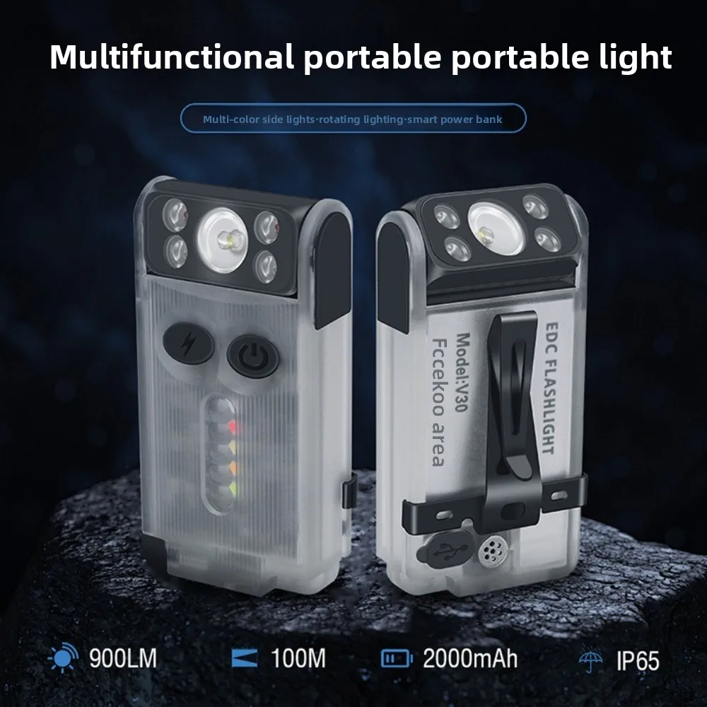 Portable Multi-function LED Flashlight Waterproof Mini Size Work Light with Magnet Buzzer Rechargeable Power Bank Work Light