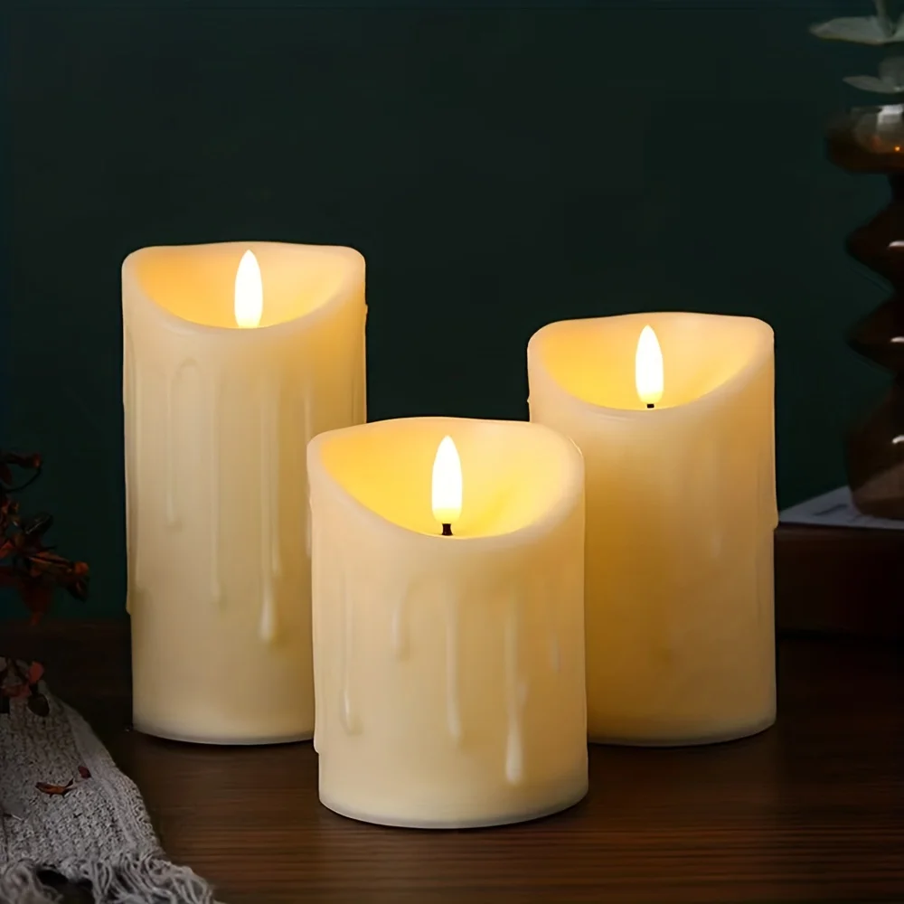 Flameless Votive Candles Smokeless Electric Fake Candle with Moving Wick Window Candle Lights LED Simulation Candle Lights Batte