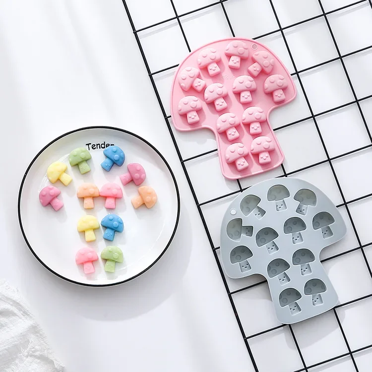 12-hole Simple Mushroom Shape Silicone Mold  Fondant Cake Chocolate Mold Ice Cube Cake Mould  Baking Accessories and Tools