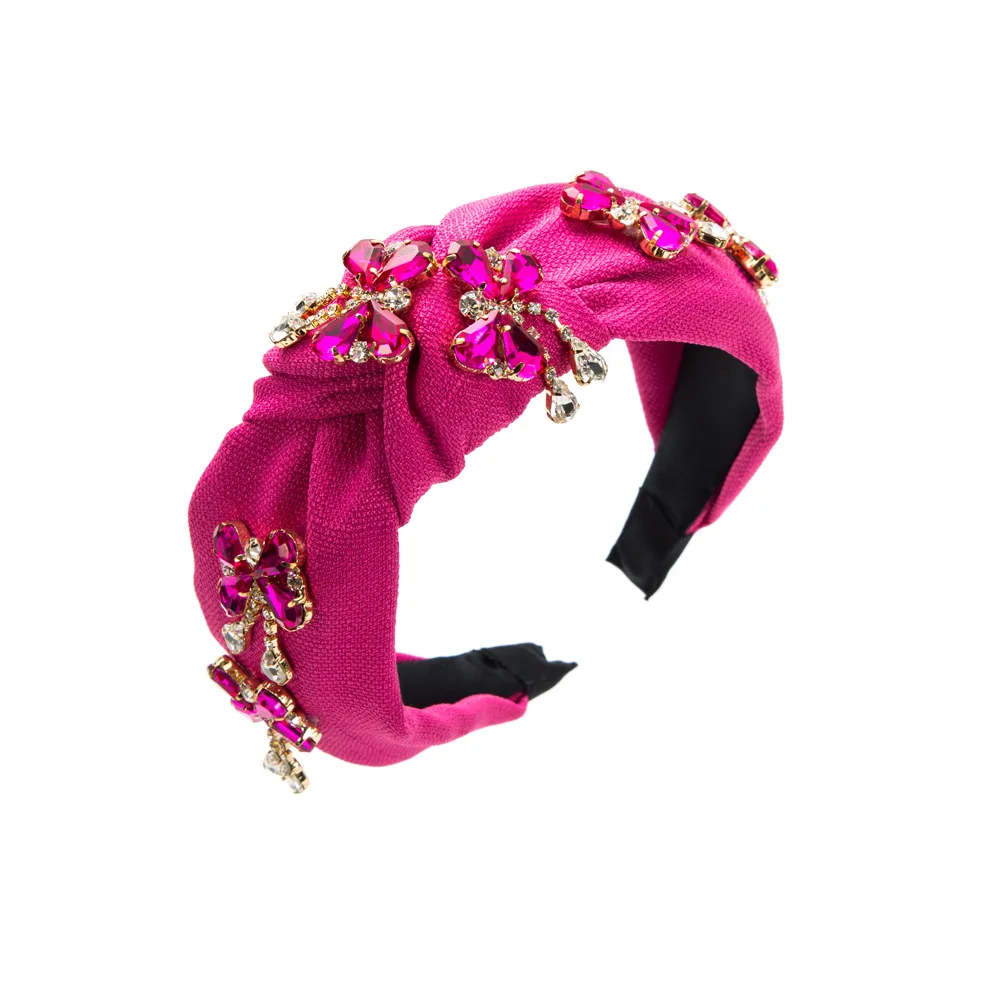 Women Elegant Top Knot Headband Rhinestone Butterfly Hairbands Girls Blue Black White Pink Hair Hoop Fashion Hair Accessories