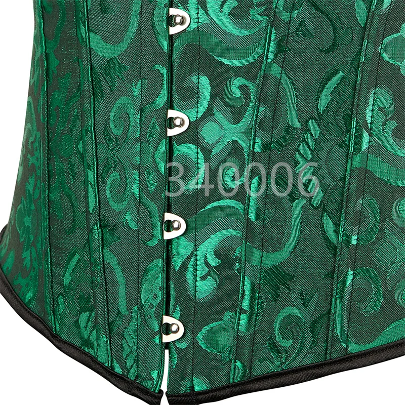 Green Corset Bustier Tops Sexy Lace Push Up Plus Size Flower Print Corselet Overbust Gothic Victorian Burlesque Vintage Costume