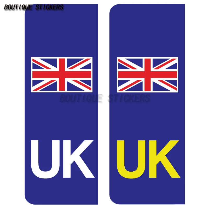 2Pcs UK Car Number Plate Sticker. Lorrys, Caravan - UK, Union Jack, EU, Europe Car and motorcycle waterproof PVC stickers