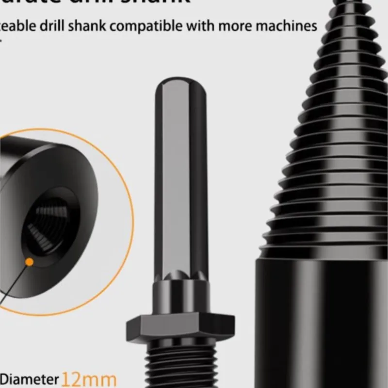  Black Steel Firewood chopper Chop Wood Drill Bit Splitting Tool Splitting Cone Log Splitters Wood Household Tool
