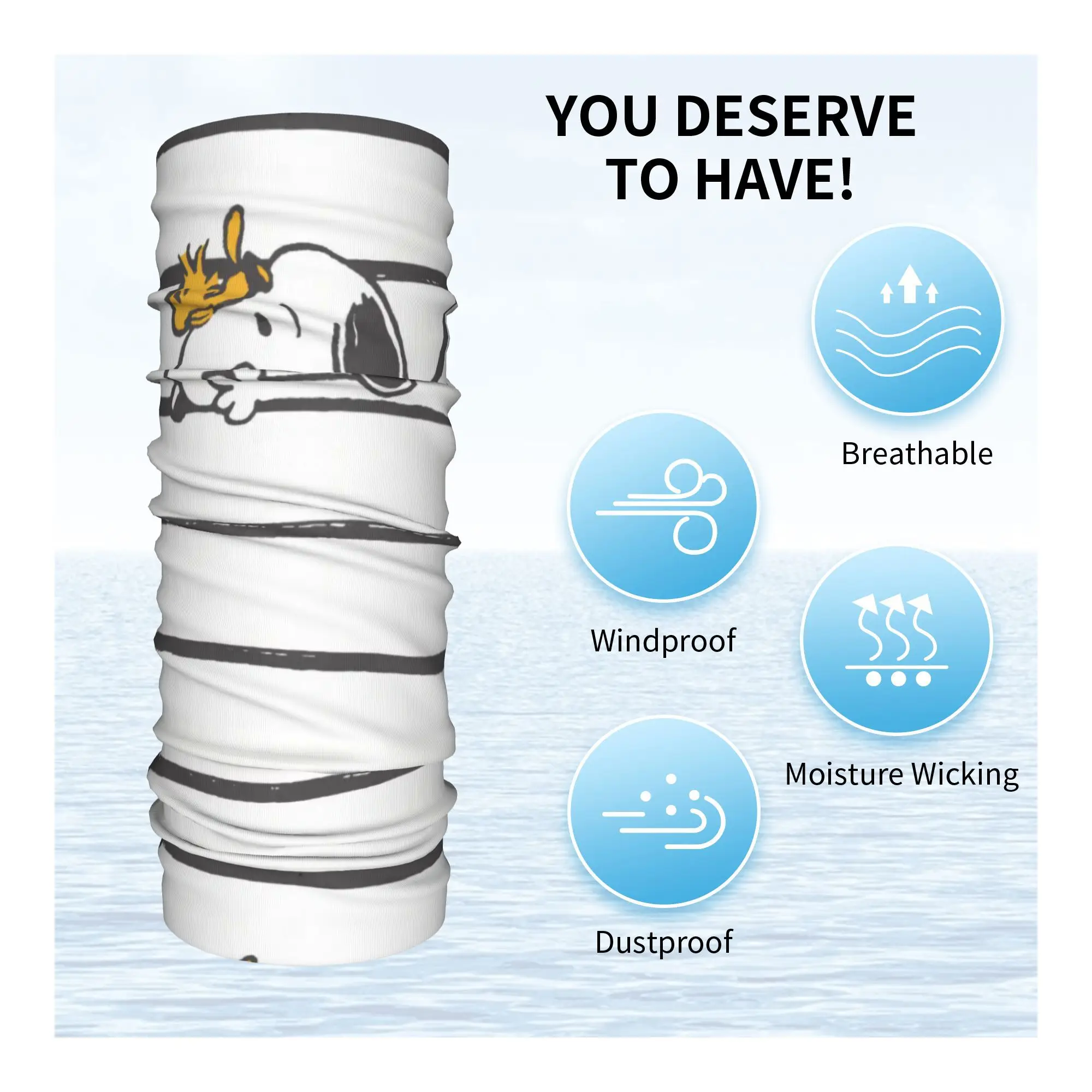 S-Snoopys & Woodstock Smile Giggle Laugh Bandana Neck Gaiter for Ski Hunting Wrap Scarf Cartoon Comic Dog Balaclava Warmer