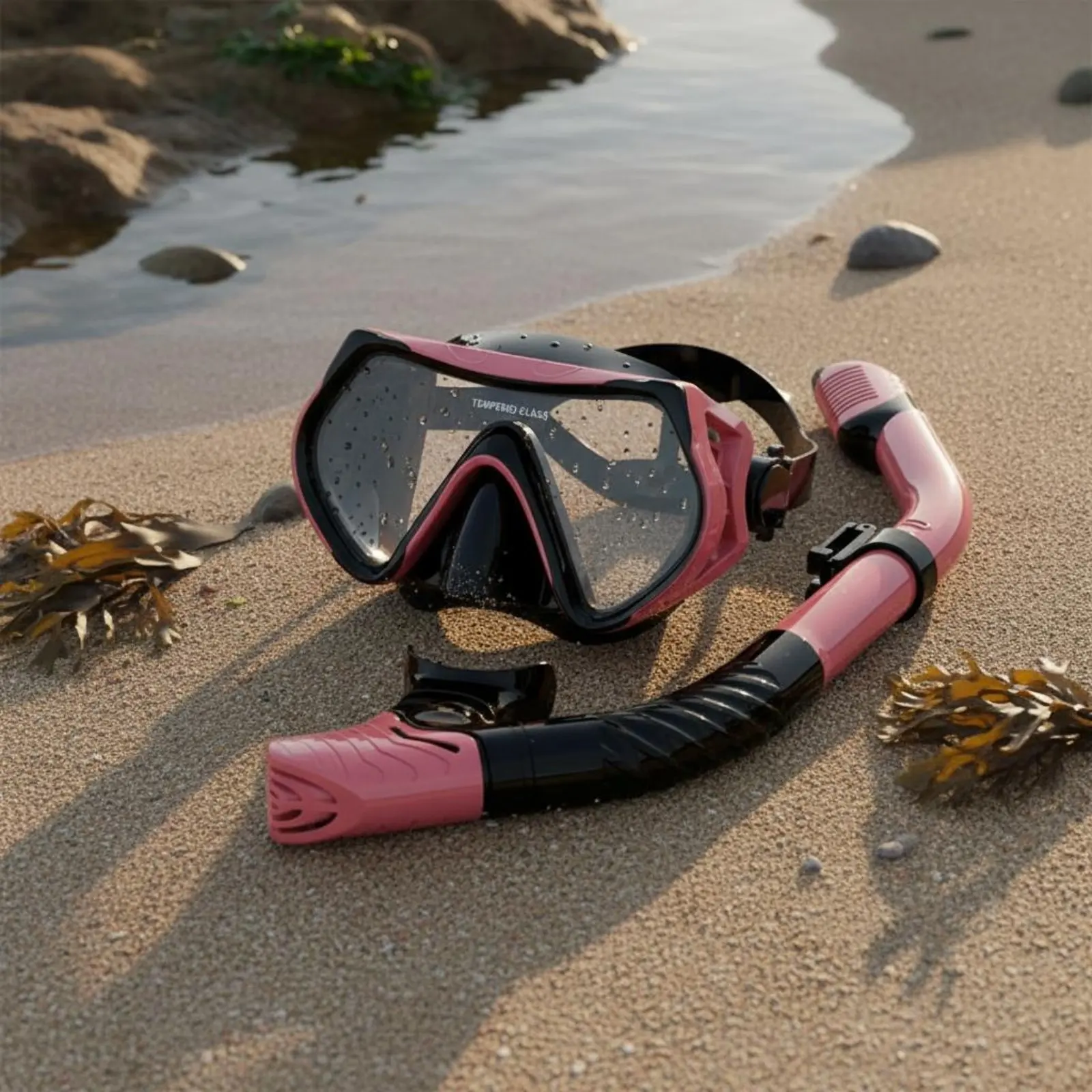 

Комплект дыхательных трубок и маска для дайвинга с панорамным обзором и защитными стеклянными линзами, предотвращающие удушье