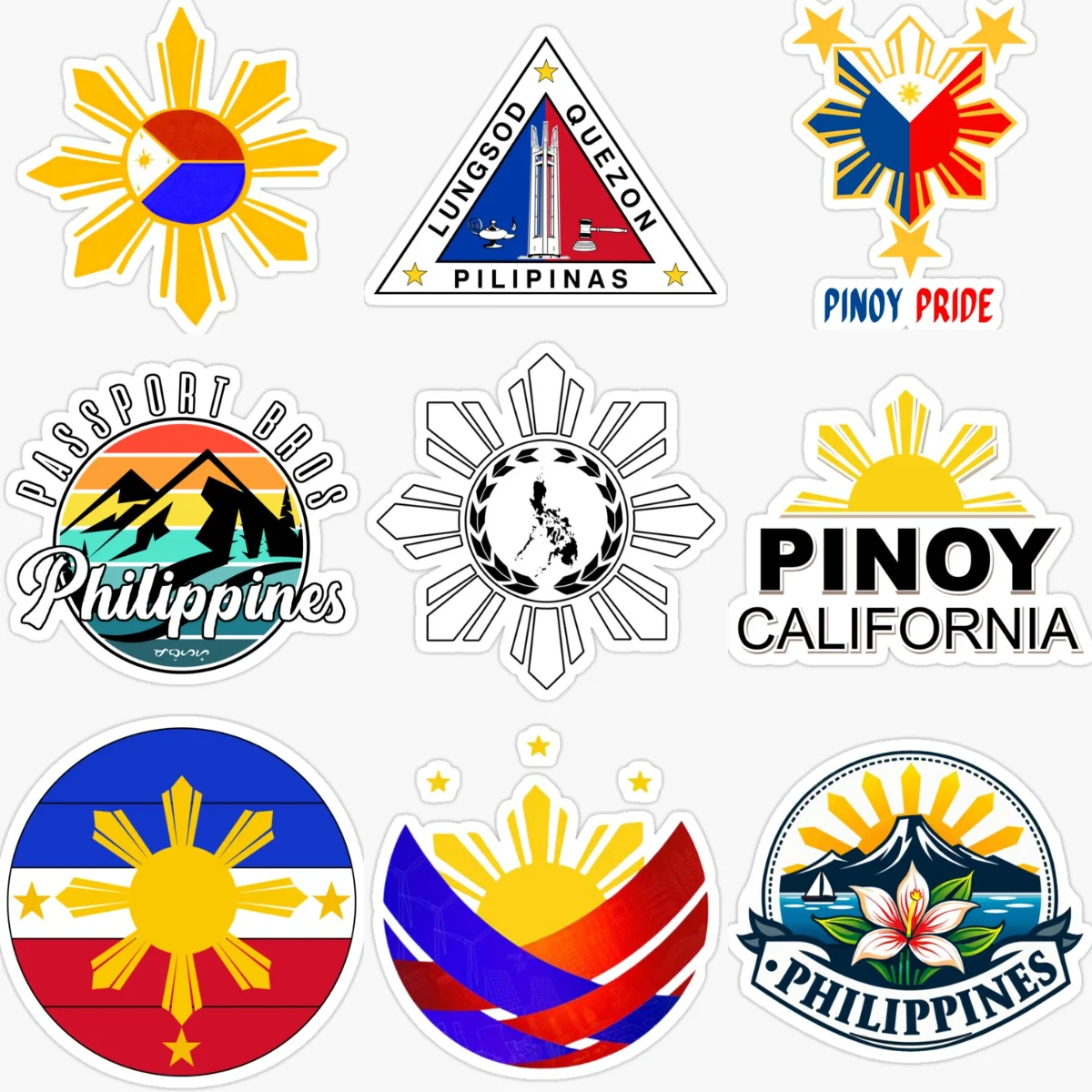 

Philippine Flag Map National Emblem Creative Stickers for Car Bicycle Helmet Window Fridge Wall Decoration Accessories