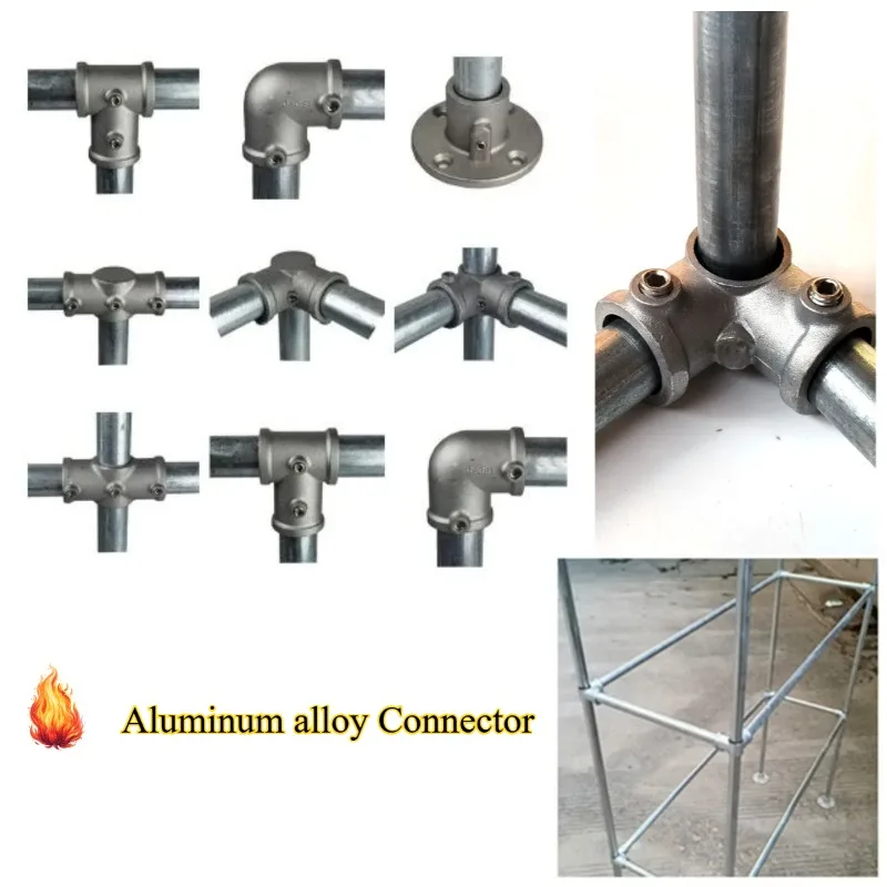 32mm Aluminum Alloy Connector Three-dimensional Fitting Connection Elbow Tee Base Circular Frame Fasteners DIY Pipe Connector