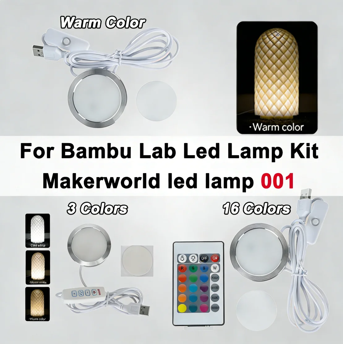 New For Bambu Lab X1C/X1E/X1 Led Lamp Kit 001 Hardware for Bambu Lab P1P/P1S Light Kit Led Light Parts Model 3d Printing Parts