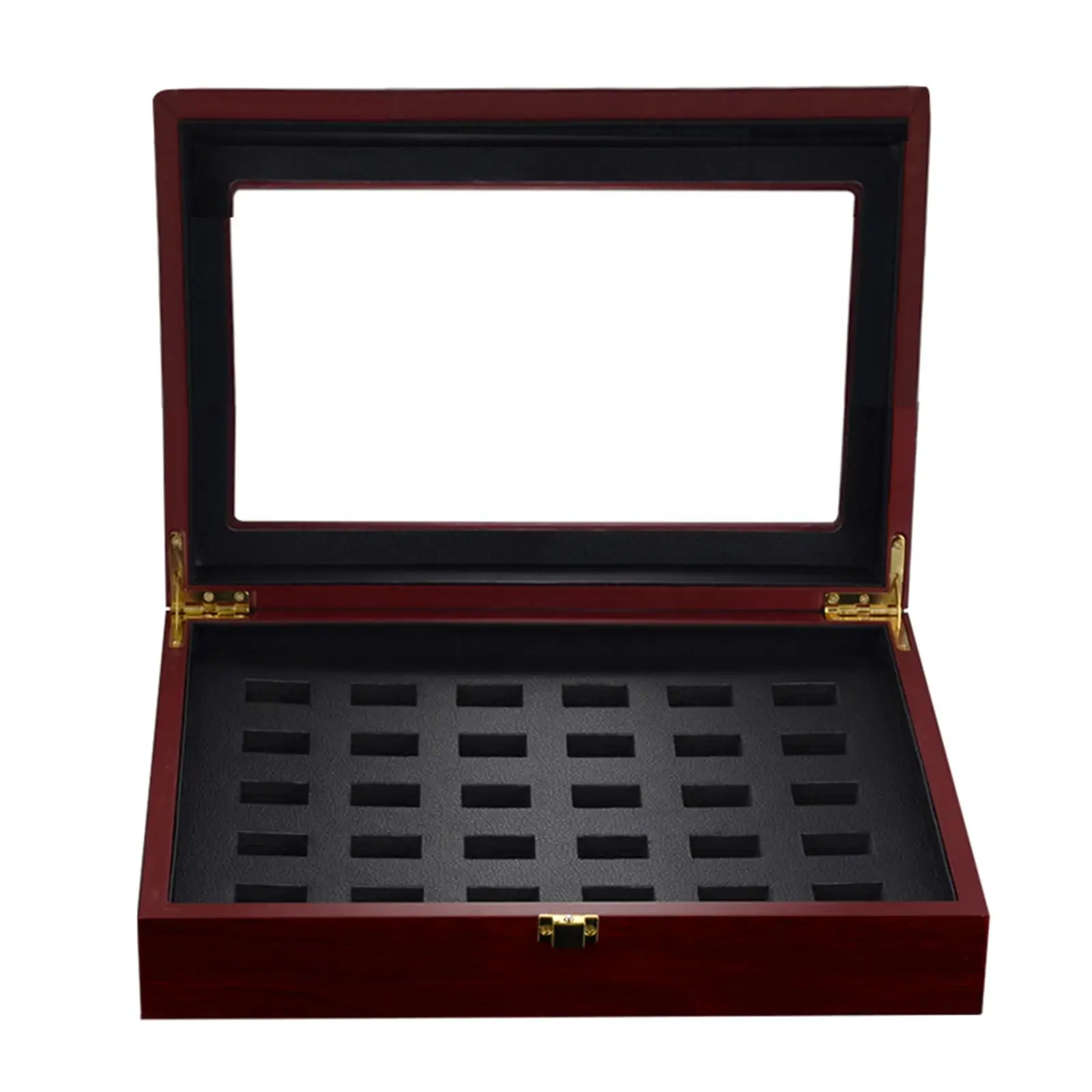 Portable Wide Slot Grids Championship Heavy Wooden Jewelry Display Organizer Display Box Storage Case Showcase Gifts