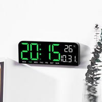 9.0inch Large Digital Wall Clock Temperature and Date Week Display Night Mode Table Alarm 12/24H Electronic LED