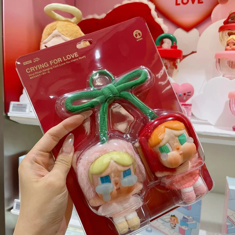 Original Pop Mart CRYBABY Crying Baby Love God's Tears Vinyl Hanging Card Cherry keychain Collection xmas Gifts Trendy toys
