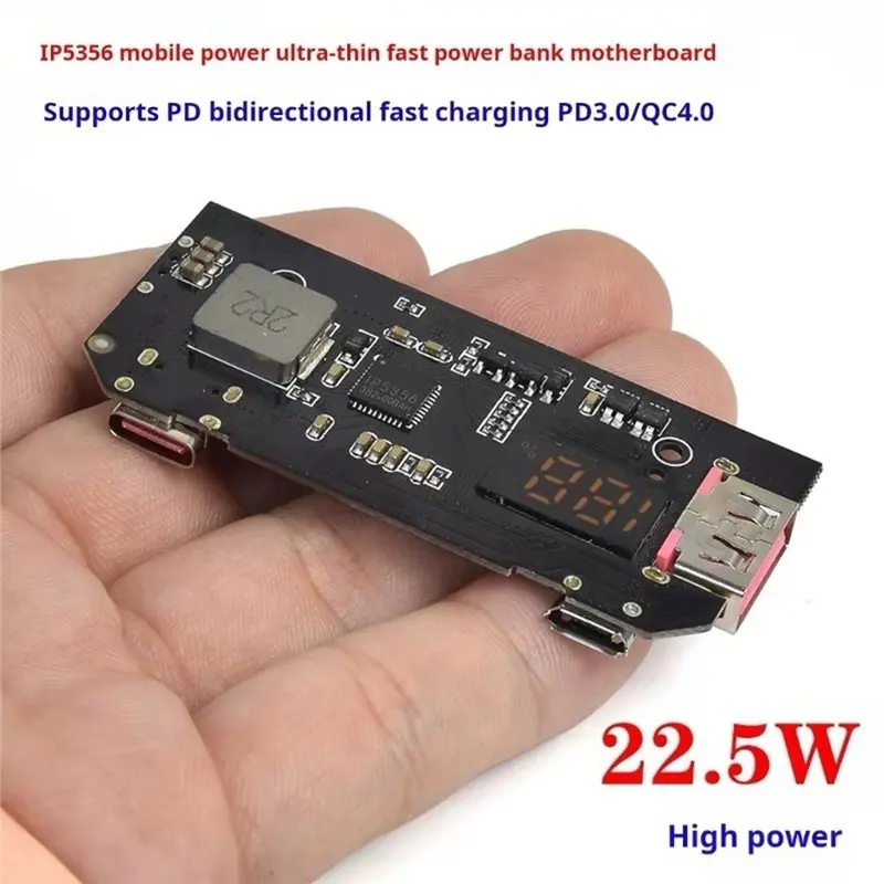 【Shop Now】IP5356 Mobile Power Module With USB C Ports, 22.5W Charging Board Digital Display For DIY Mobile Power Projects