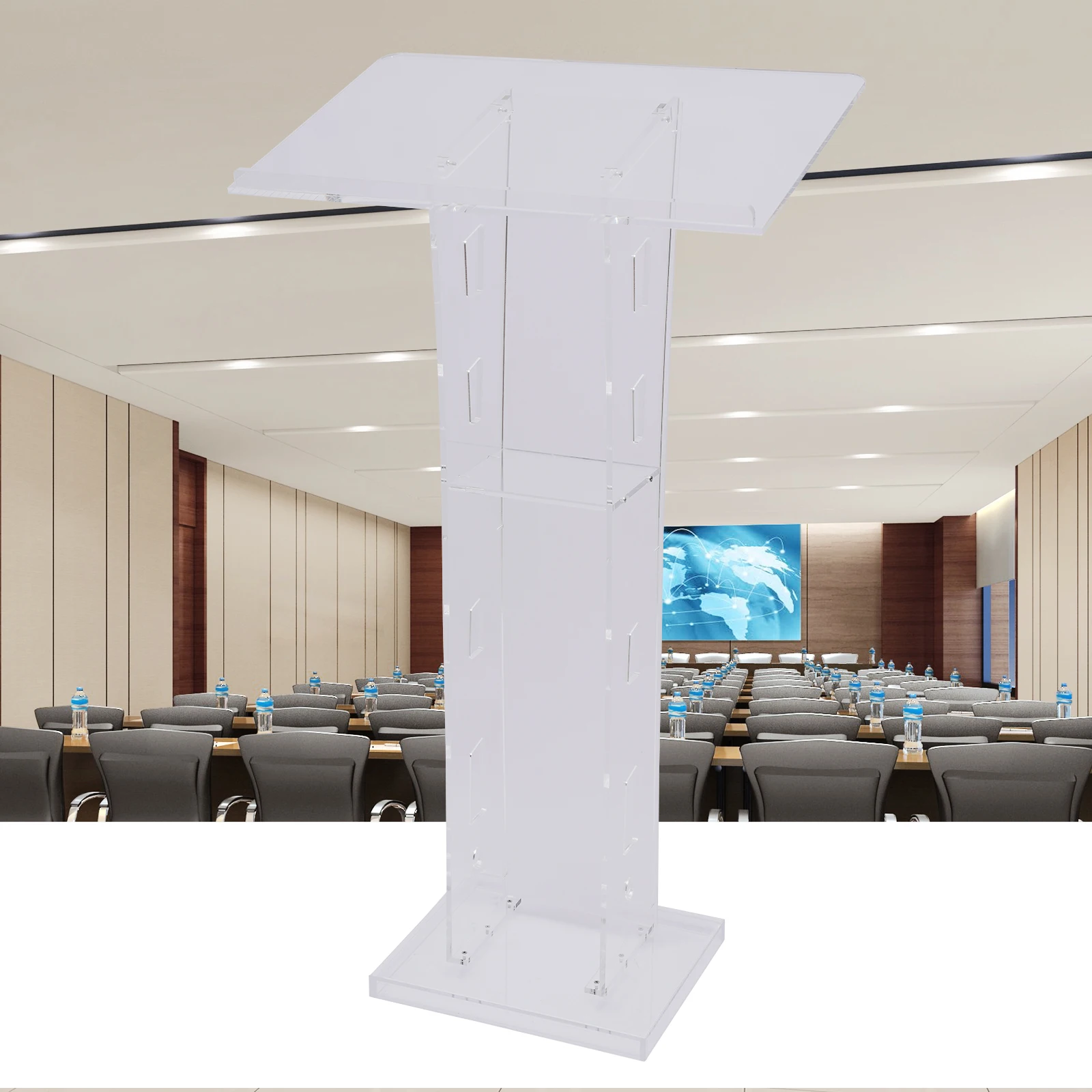 Acrylic Lectern Transparent, Conference Classroom Podium School, Good Material Durability and Strong Stability, 60 * 40