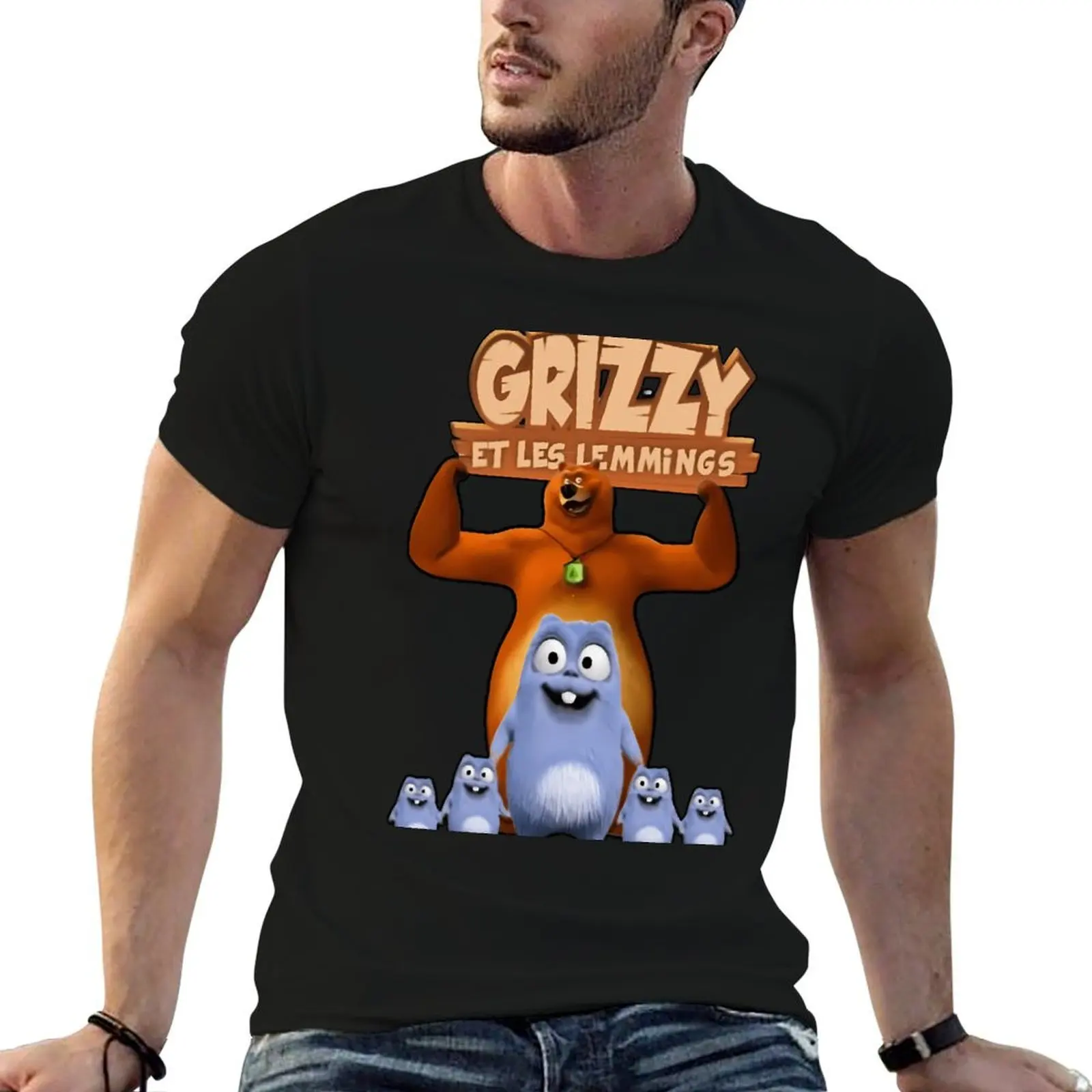 

Grizzy and lemmings Active T-Shirt t shirts for man graphic funny graphic t shirts for man man t shirt luxury T-shirt