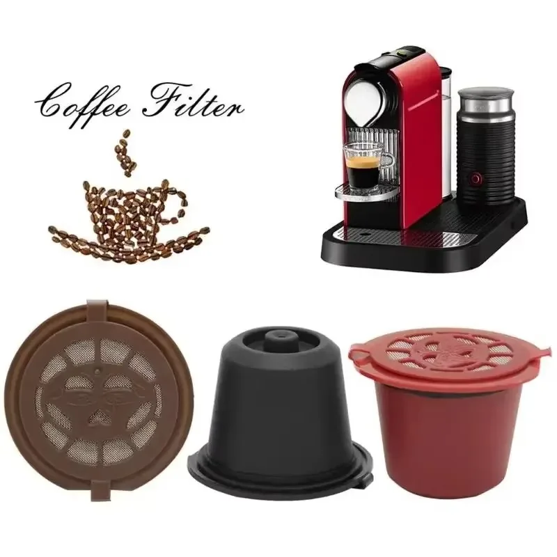 Refillable Reusable Nespresso Coffee Capsule with 1PC Plastic Spoon Filter Pod for Original Line Siccsaee Filters Coffee Set