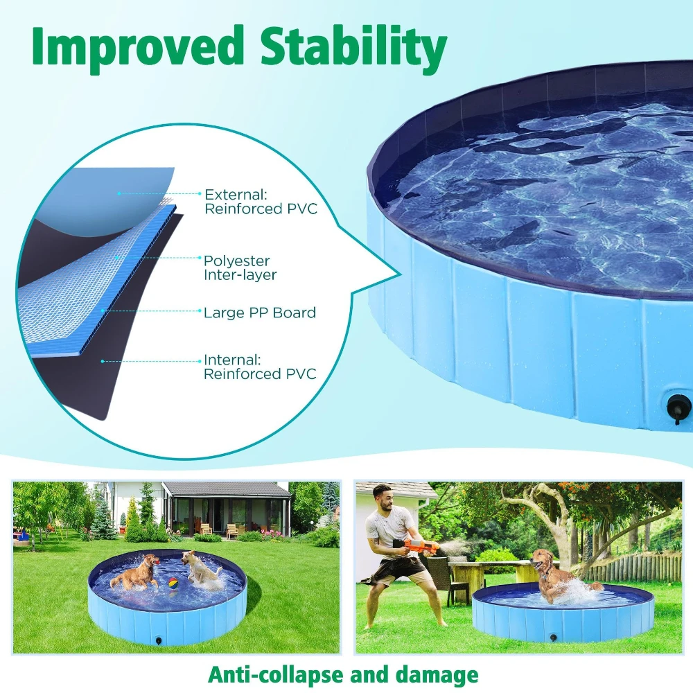 Foldable Dog Swimming Pool Pet Bath Swimming Tub Bathtub Outdoor Indoor Collapsible Bathing Pool for Large Medium Small Pet