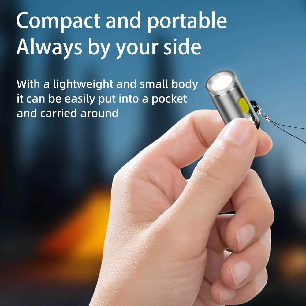 Mini Flashlight Type-C LED Multifunctional Strong Light Pocket Keychain Flashlight Outdoor Hiking Camping Small Torch light